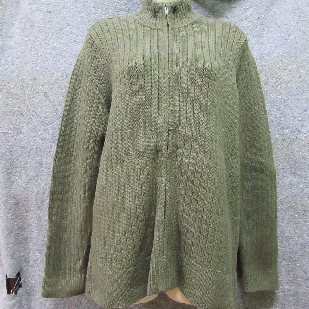 Olive Green Zip Up Sweater